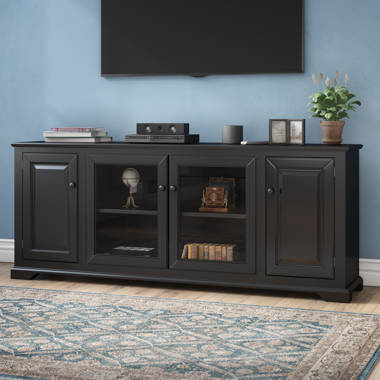 Wentzel TV Stand for TVS Up to 88 Red Barrel Studio Color Antique Black Door Type Glass